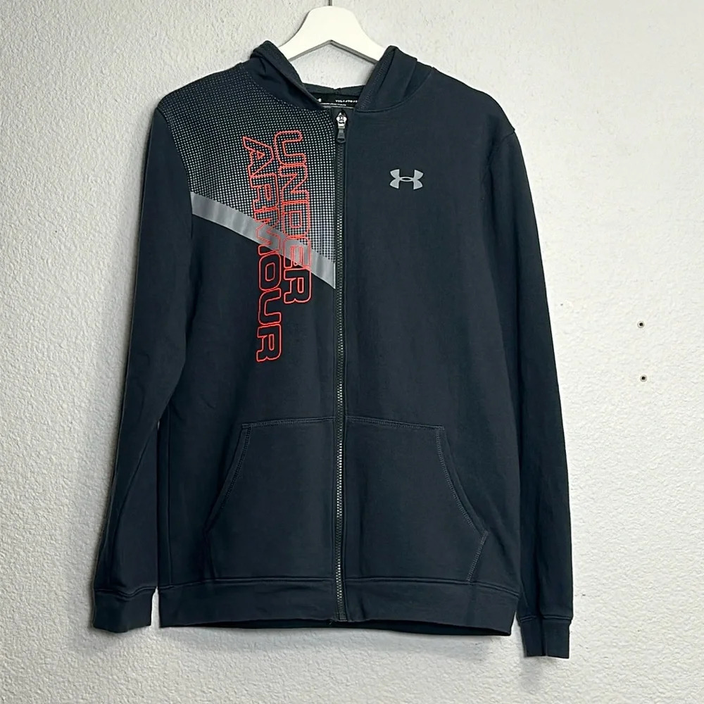 Under Armour Youth Boys Size XL Grey Full‎ Zip Hoodie Pockets Loose Fit